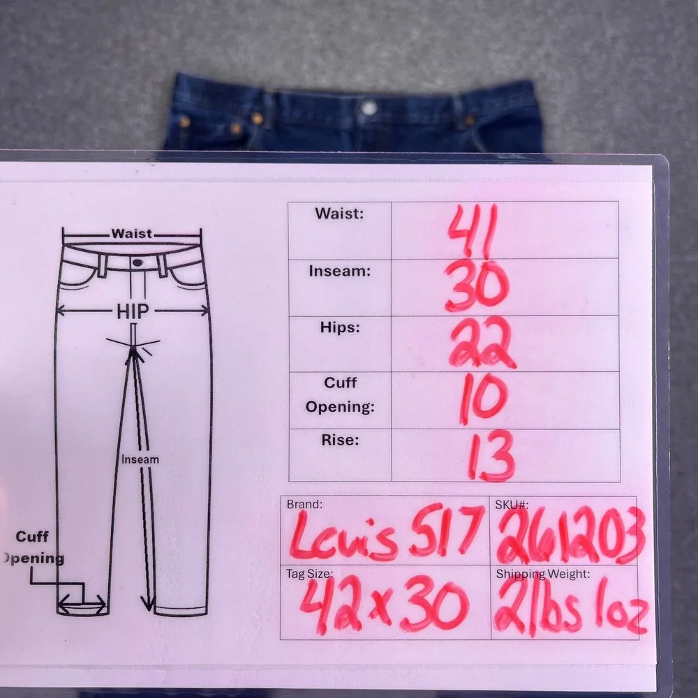 Levis 517 Jeans Mens 41x30 Dark Indigo Bootcut Denim Western Workwear Cowboy